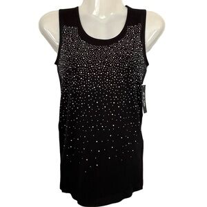 NWT LC Couture Black Fitted Tank Top with Rhinestones Whimsigoth Size S / M